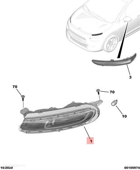LAMPA LEWA LED DRL CITROEN C3 (B618) 9823313080 - 7
