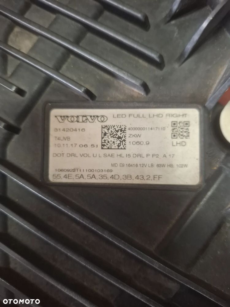 Volvo XC60 II Lampa Prawa Przód Full Led USA 31420416 - 7