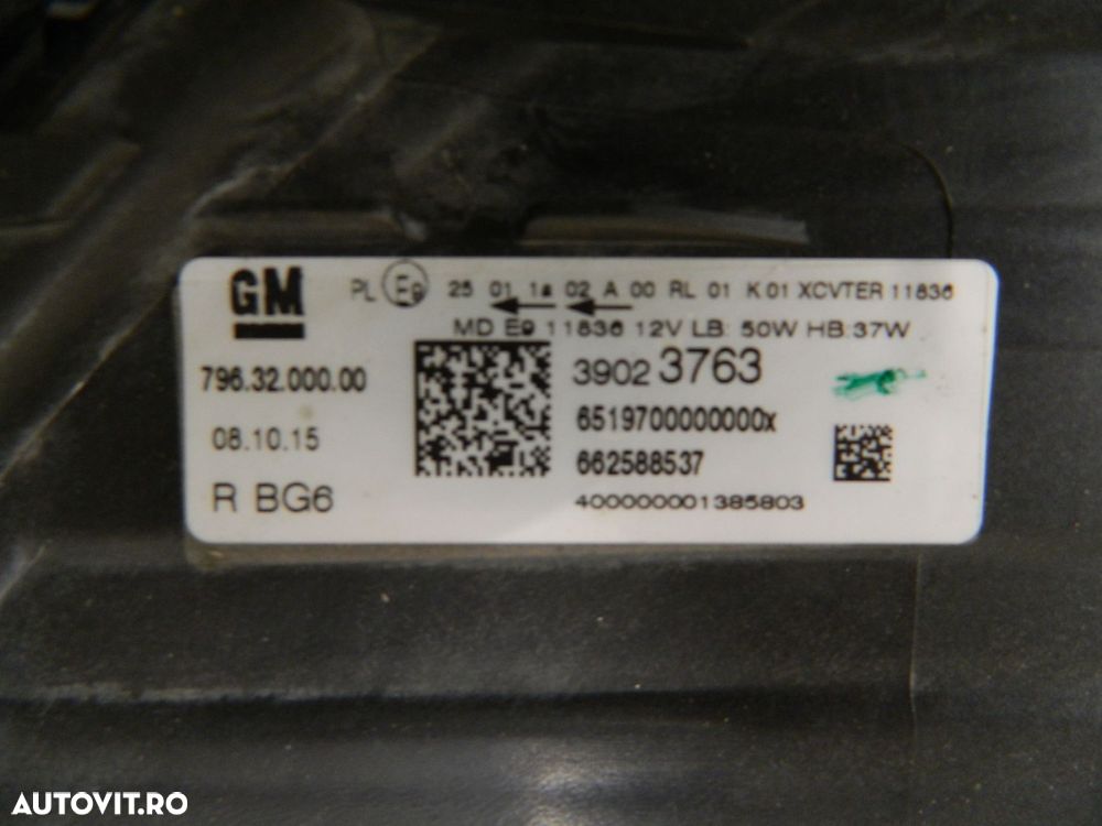 Far dreapta Opel Astra K Full LED, 2015, 2016, 2017, 2018, 2019, 2020, cod origine 39055746. - 6