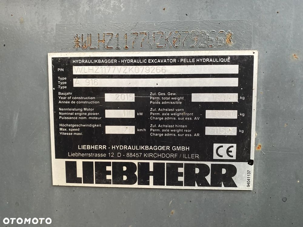 Liebherr A916, 2015 ROK, SUPER UTRZYMANA, Z NIEMIEC, - 12