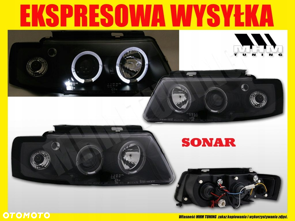 Reflektory Lampy kpl Czarne Black Tuning Soczewka VW Passat B5 96-00 - 2
