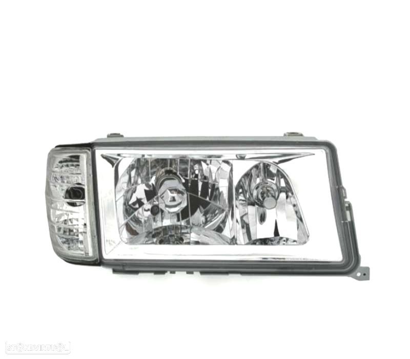 FARÓIS FRONTAIS + PISCAS MERCEDES 190 CLASSE C W201 FUNDO CROMADO - 2