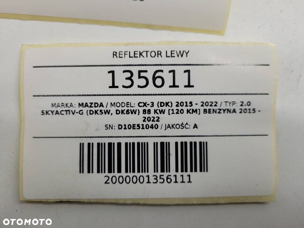 LAMPA PRZÓD PRZEDNIA LEWA SOCZEWKA MAZDA CX-3 DK EU - 12