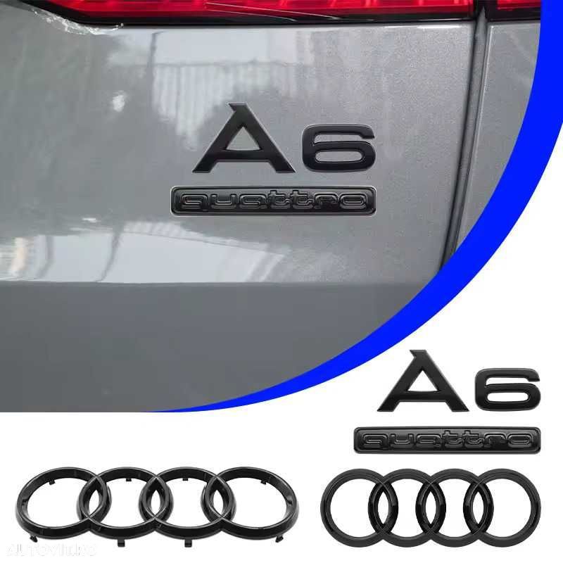 Emblema AUDI Quattro Sigla Logo Portbagaj Auto-Adeziva Negru Lucios - 4