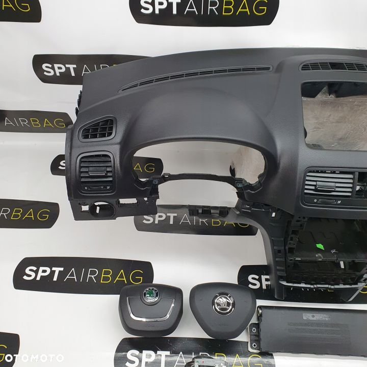 SKODA YETI DESKA ROZDZIELCZA KONSOLA KOKPIT PULPIT PODUSZKI AIRBAG AIR BAG PASY KIT SET - 2