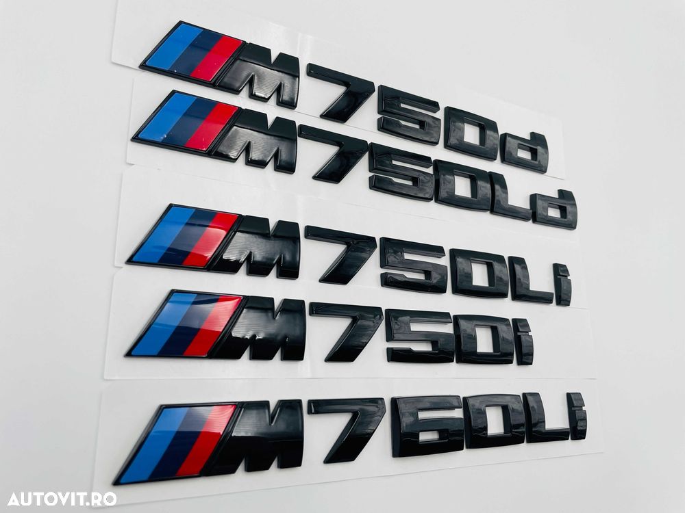 Emblema compatibila BMW M750i negru - 5