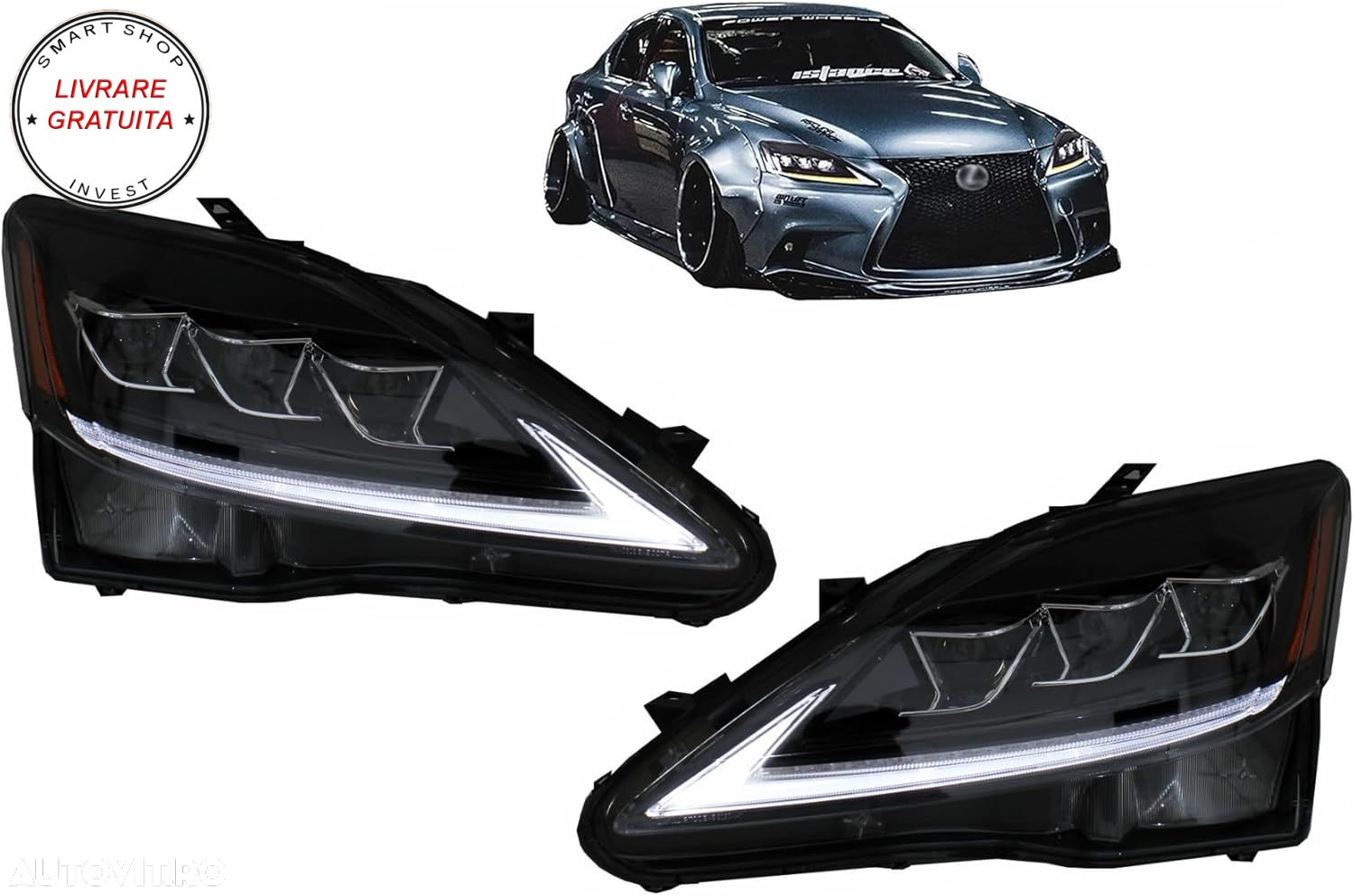 Faruri Full LED Semnal Dinamic LEXUS XE20 (2006-2013) Negru- livrare gratuita - 13