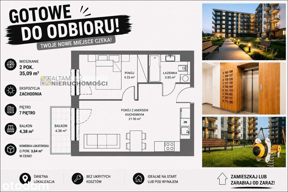Gotowe! 2pok 35,09m² Rabat 72Tys.! Komórka W Cenie