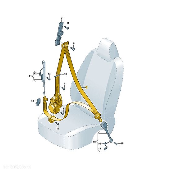 Lewy Pas bezpieczenstwa 3-punktowy Ze zwijaczem, Q8/RSQ8 2020+