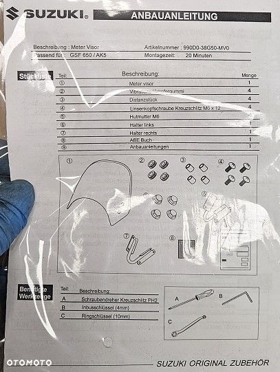 Oryginalna Szyba Owiewka Wizjer Suzuki Bandit GSF 650N   990D0-38G50-MV0 - 5