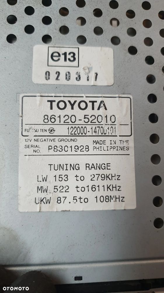 RADIO KASETA TOYOTA YARIS I 86120-52010 - 2