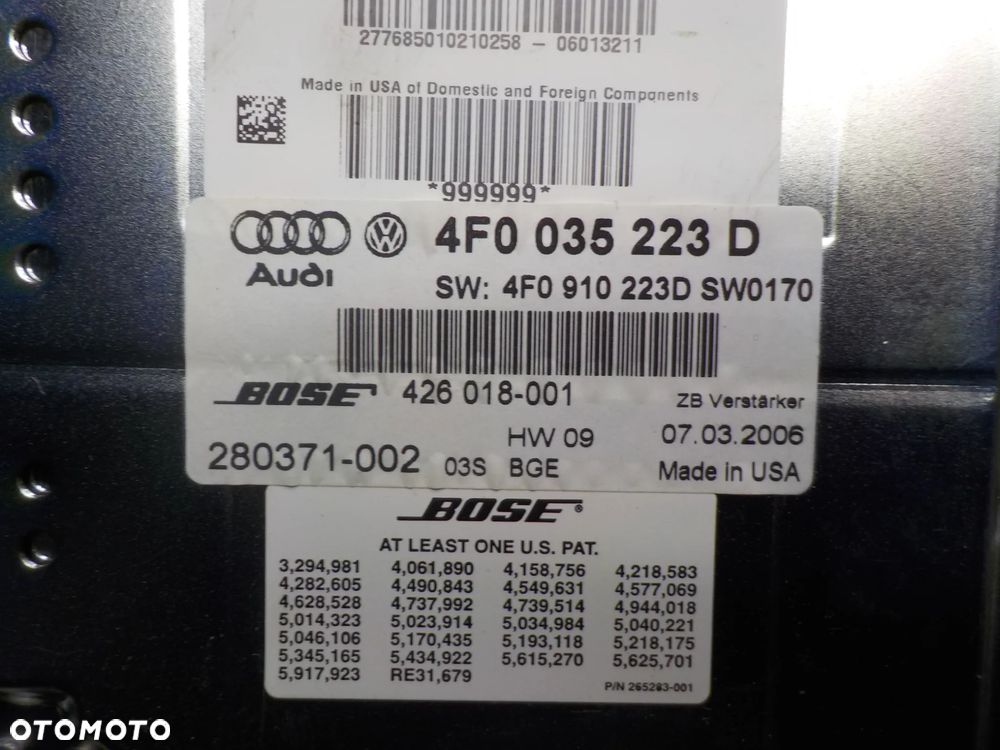 AUDI A6 C6 WZMACNIACZ BOSE 4F0035223D - 2