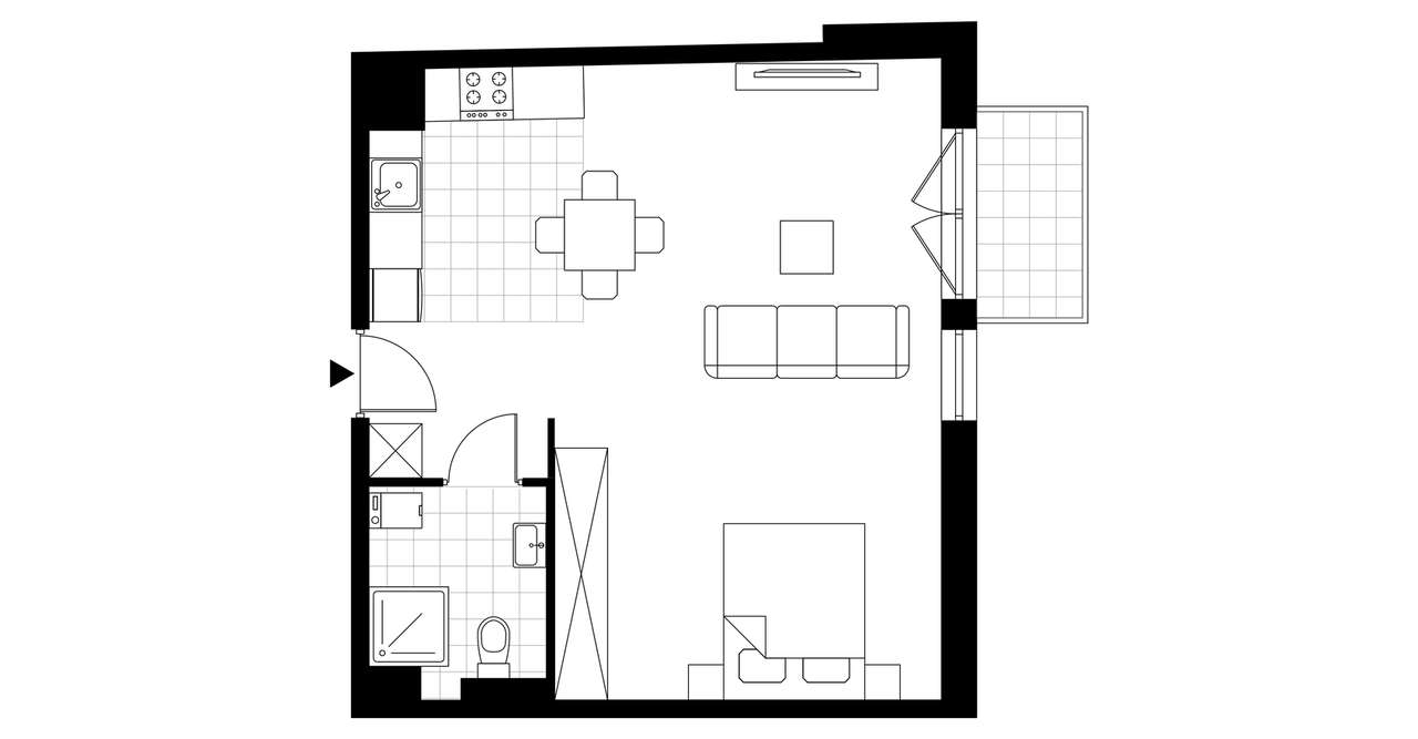 1-pokojowe mieszkanie 44m2 + balkon - Pełny obrazek: 4/8