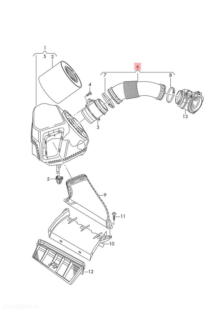 AUDI A6 C8 4K0 06M129616B RURA DOLOT POWIERZA FILTR POWIETRZA ORYGINAŁ - 2