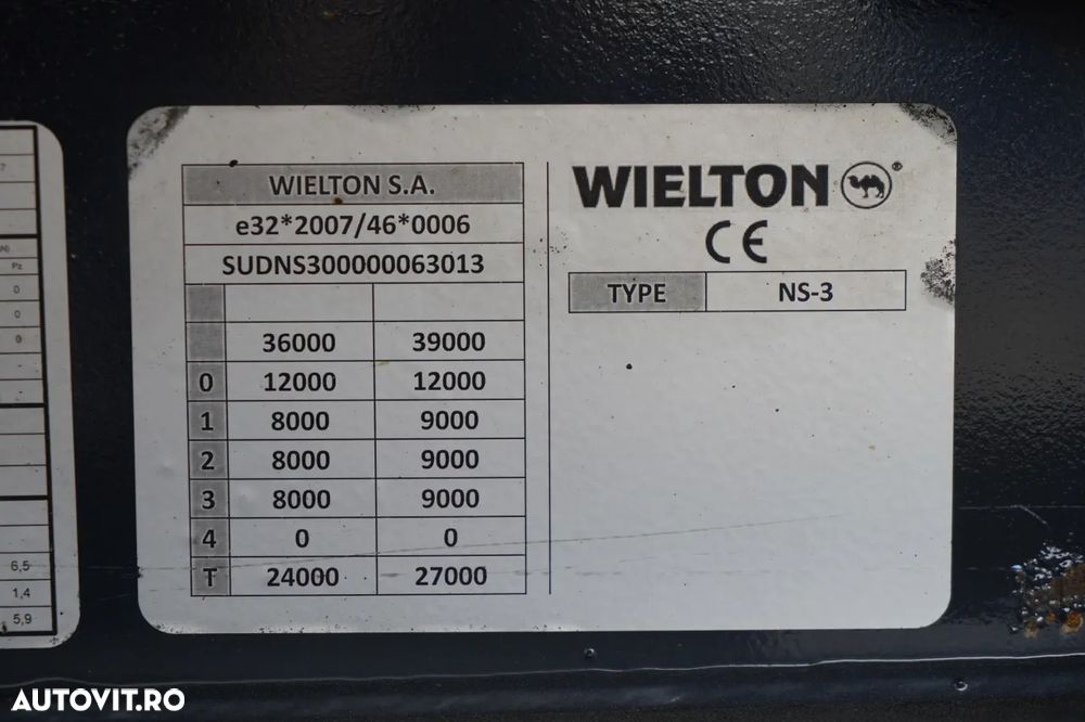 Wielton CORTINĂ WIELTON / MEGA / SISTEM BDE - STALPINI CULISANTI / AXE SAF / ACOPERIȘ ARMAT - 26