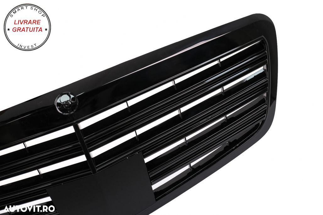 Bara Fata Mercedes S-Class W221 (2005-2012) S63 S65 Design cu Grila Centrala Negru- livrare gratuita - 8
