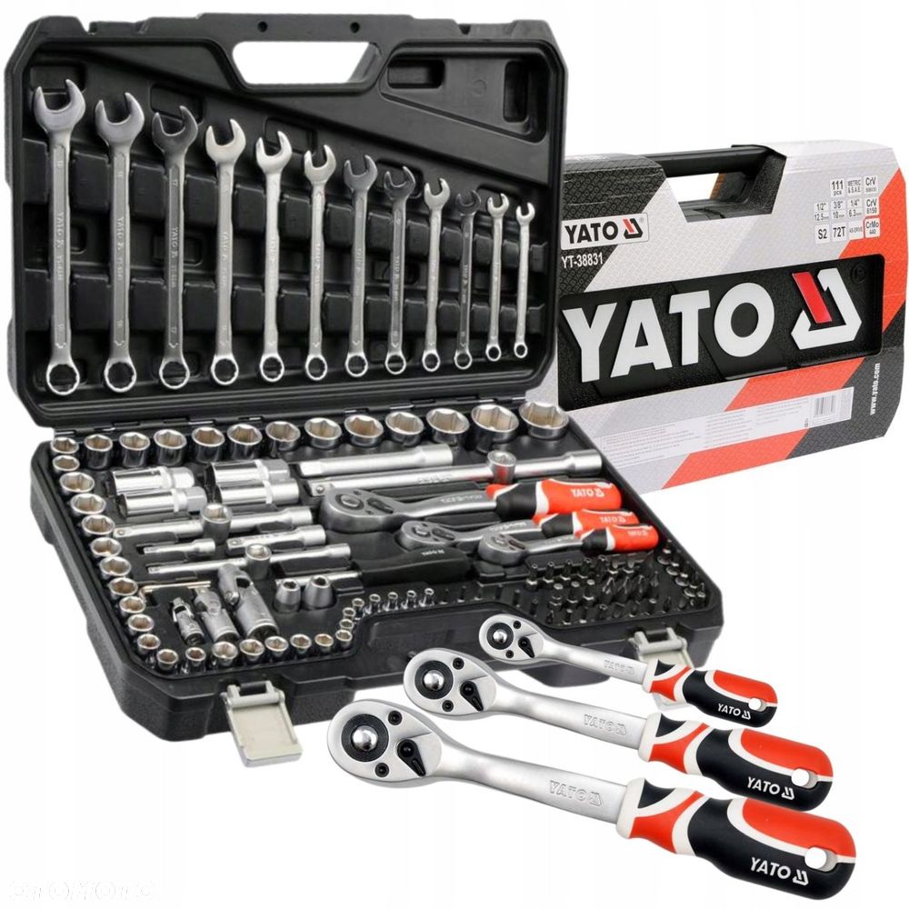 YATO KLUCZE NASADOWE ZESTAW NARZĘDZI KLUCZY 111el. 1/4" 3/8" 1/2" YT-38831 - 10