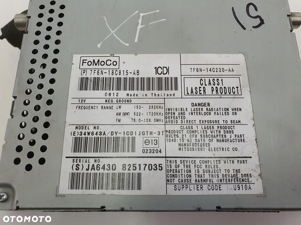 CZYTNIK ODTWARZACZ CD JAGUAR XF X250 7F6N18C815AB - 4