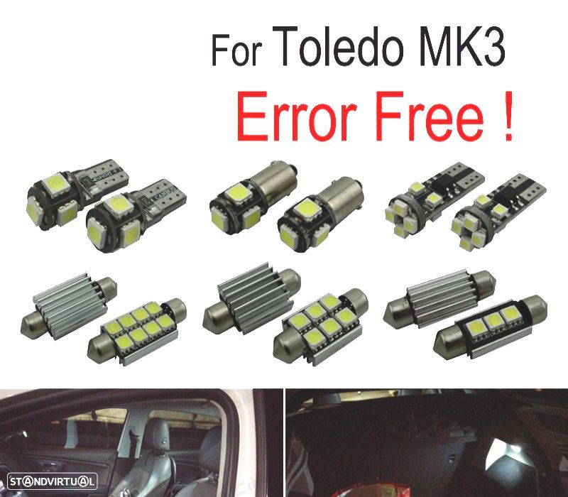 KIT COMPLETO 10 LAMPADAS LED INTERIOR PARA SEAT TOLEDO 3 MK3 5 P 5P2 05-09 - 1