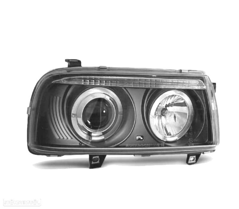 FARÓIS VOLKSWAGEN VW VENTO 92-98 ANGEL EYES FUNDO NEGRO - 1