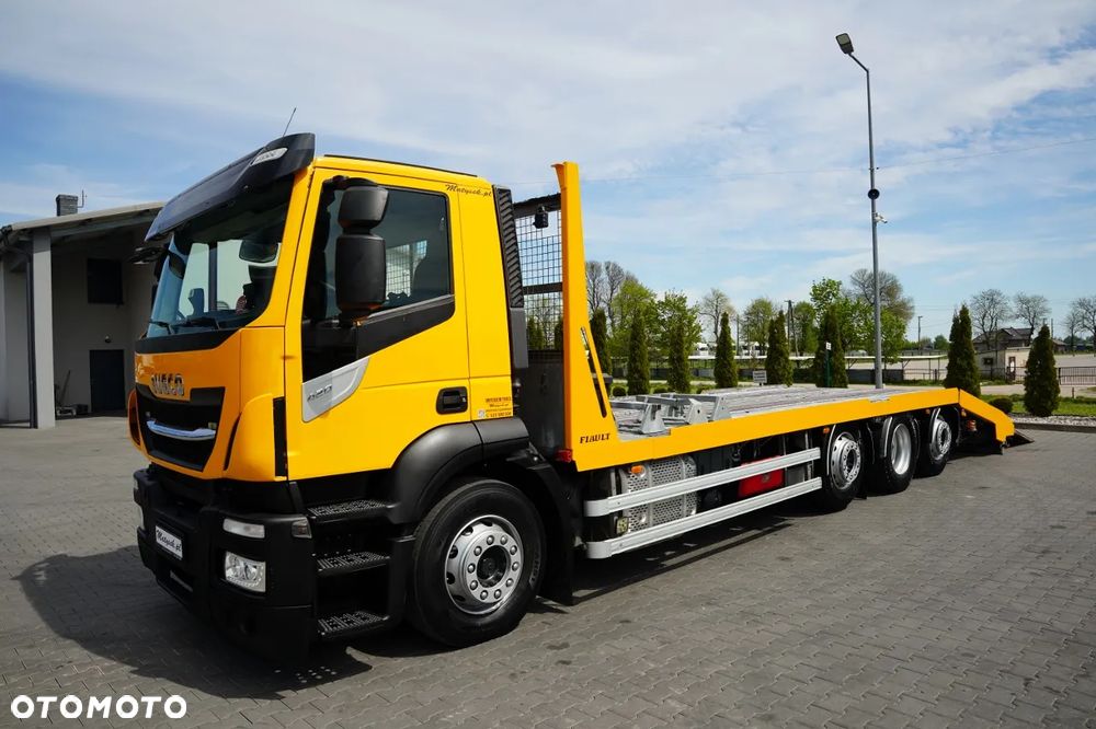 Iveco STRALIS 420 / 8X4 / LAWETA / PLATFORMA 10 M / NAJAZDY HYDRAULICZNE / 2 OSIE PODNOSZONE I SKRĘTNE / CAŁA NA PODUSZKACH / KAMERA / - 5