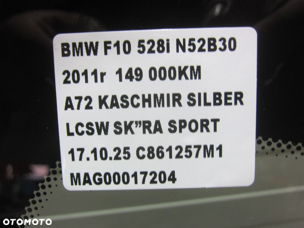 BMW 5 F10 F11 SZYBA PRZEDNIA PRZÓD CZOŁOWA ORYGINAŁ 51317203145 7203145 - 11