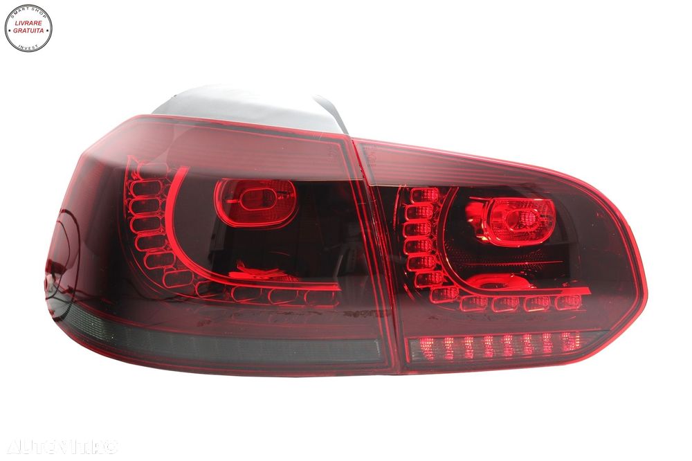 Stopuri Full LED VW Golf 6 VI (2008-2013) R20 Design Rosu Fumuriu cu Semnal Dinami- livrare gratuita - 7