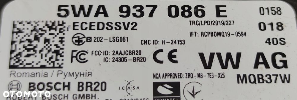 MODUŁ KOMFORTU BCM VW CADDY IV 5WA937086E - 2
