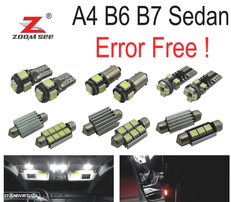 KIT COMPLETO DE 22 LÂMPADAS LED INTERIOR PARA AUDI A4 S4 RS4 B6 B7 SEDAN SÃLO 2002-2008 - 1