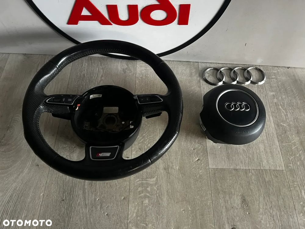 KIEROWNICA SKÓRA MULTIFUNKCYJNA ŁOPATKI AIRBAG AUDI Q3 8U 8U0419091S 8U0880201AC - 1