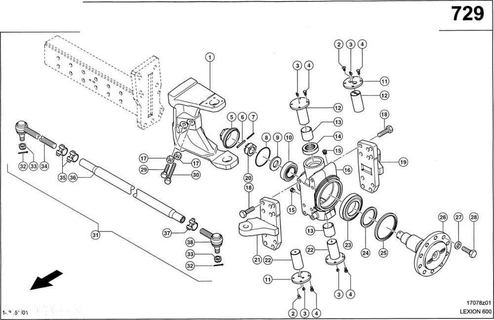 Claas Lexion 600 OBUDOWA  0007698061 (Oś kierowana 2,87m - 3,27m, przestawialny korpus) - 1