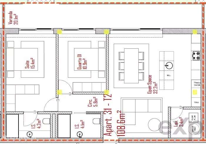 Apartamento T2 no Último Piso com Varanda Panorâmica de 20 m² sobre a - Grande imagem: 3/10