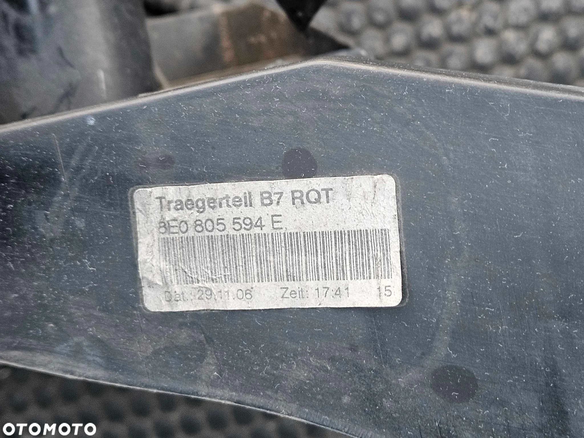 Pas Przedni 8E0805594E Wzmocnienie Czołowe Belka Zderzaka Chłodnice Wentylator 2.0 TDI 140KM AUDI A4 B7 - 6