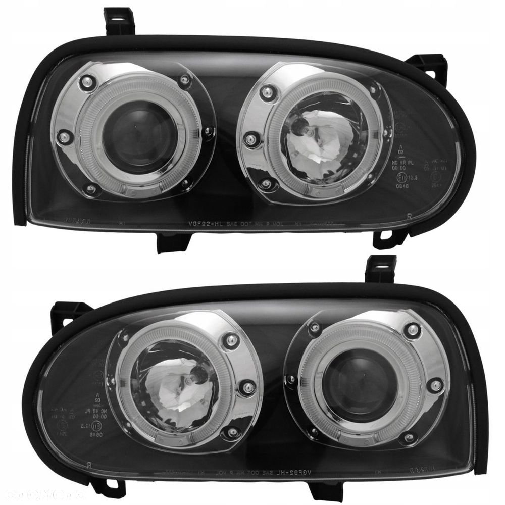 Reflektory Lampy kpl Tuning Black Ringi Angel Eyes LED VW Golf III 3 1991-9 - 2