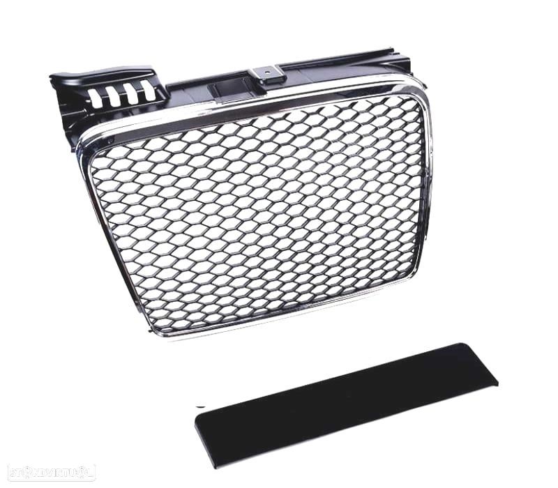 GRELHA FRONTAL AUDI A4 B7 LOOK RS PRETO CROMADA - 4