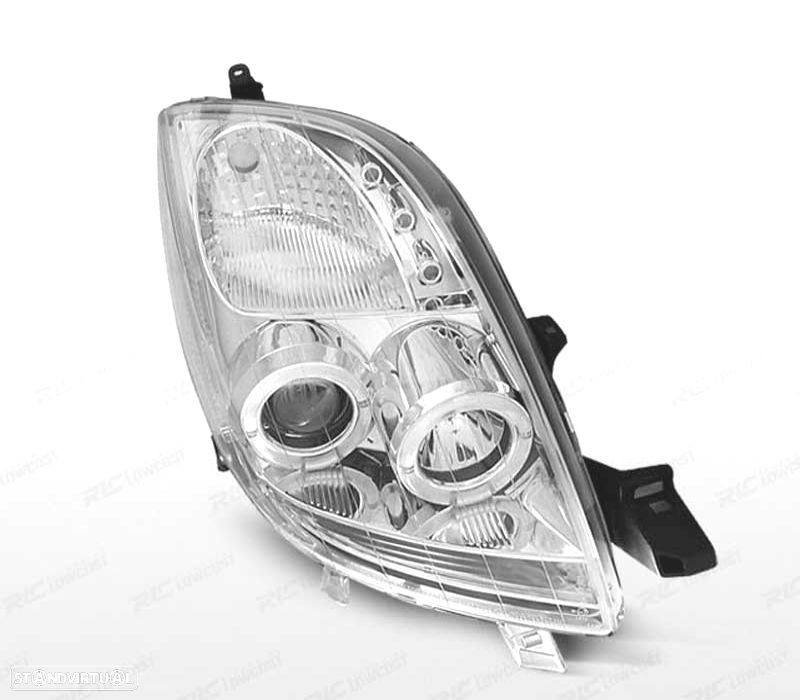 FARÓIS TOYOTA YARIS 06-09 ANGEL EYES CCFL FUNDO CROMADO - 2