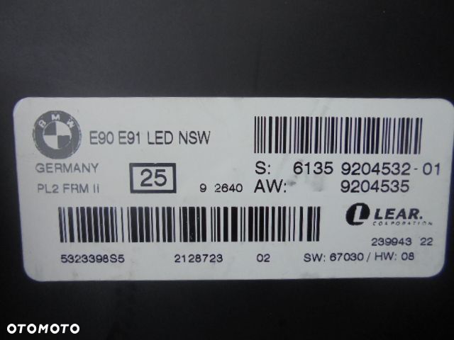 moduł świateł bmw e90 e91 LED NSW 9204532 - 1