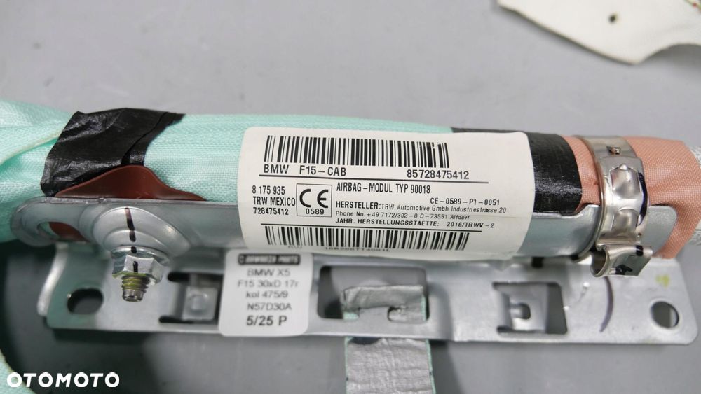 bmw x5 f15 f85 prawa kurtyna powietrzna ochrony głowy airbag eu 7284754 - 3