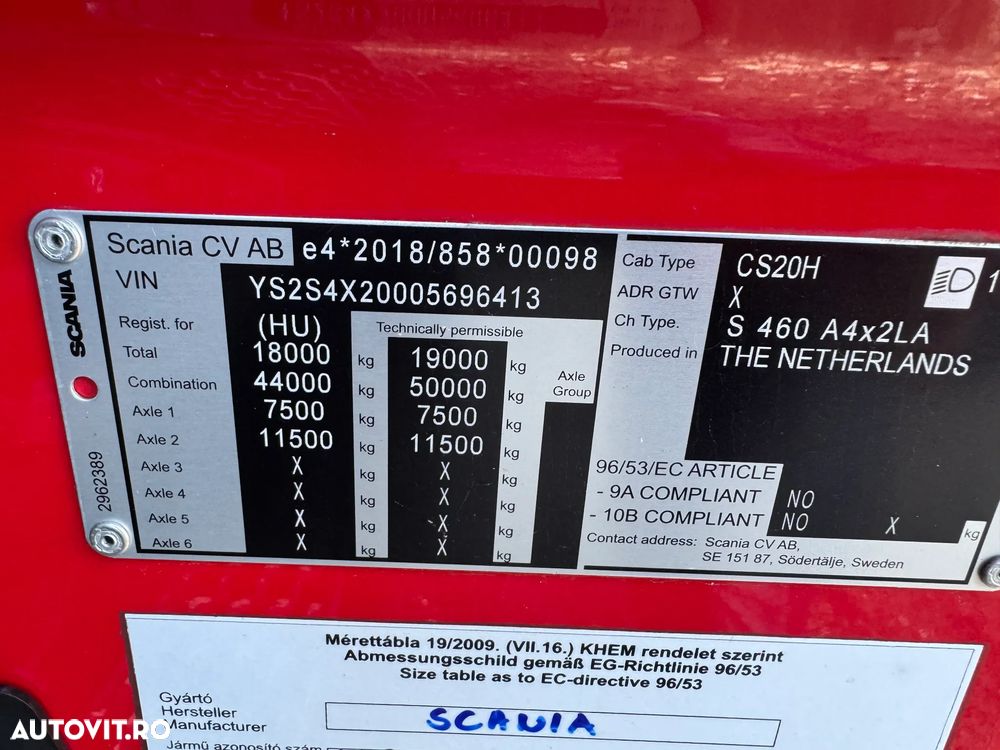Scania S460 SUPER, RETARDER, clima stationara, jenti aliaj, finantare - 32
