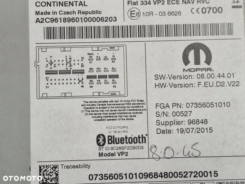 FIAT 500X RADIO EKRAN WYŚWIETLACZ 07356051010 - 5