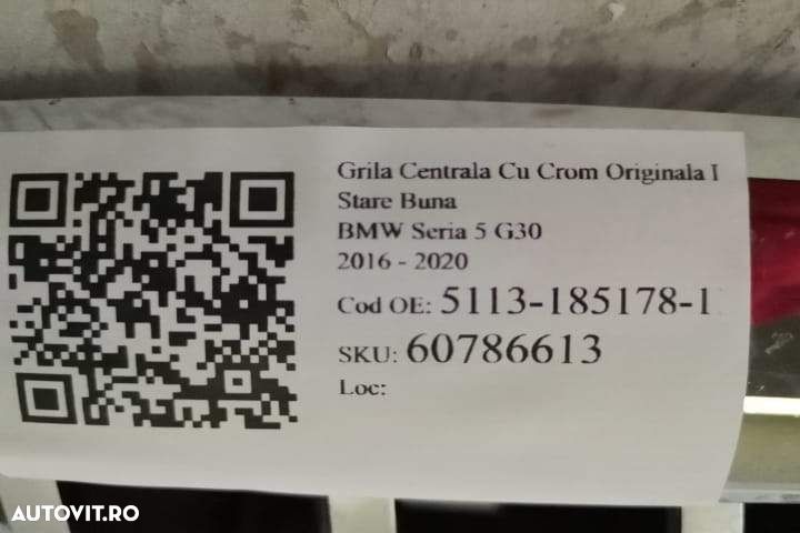 Grila Centrala Cu Crom Originala In Stare Buna BMW Seria 5 G30 2016 20 - 7