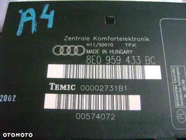 Audi A4 B6 B7  modul sterownik komfortu  8E0959433BC 8E0959433CB - 1