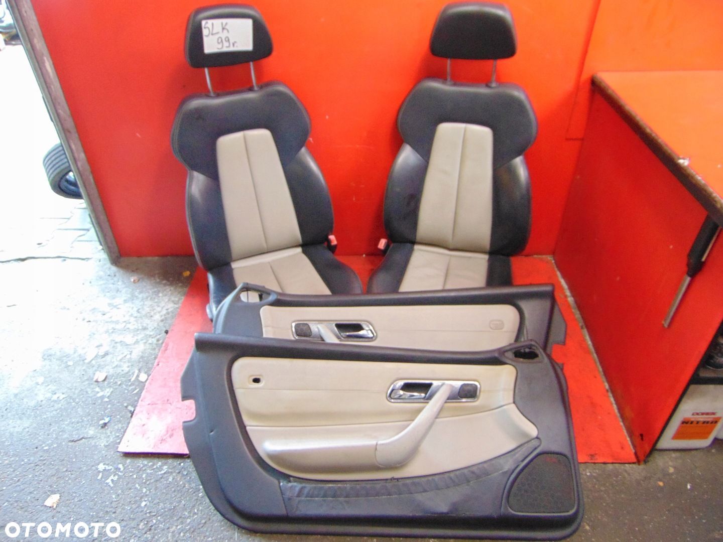 MERCEDES SLK I R170 170 W170 FOTEL FOTELE SIEDZENIA GRZANE SKÓRA BOCZKI KPL - 1
