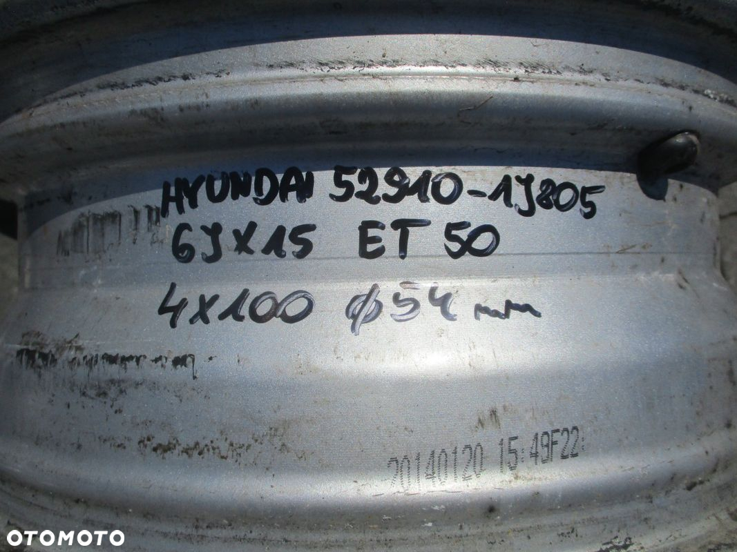 FELGI ALUFELGI 6JX15 4x100 54 mm ET50 HYUNDAI 52910-1J805 ORYGINAŁ - 8
