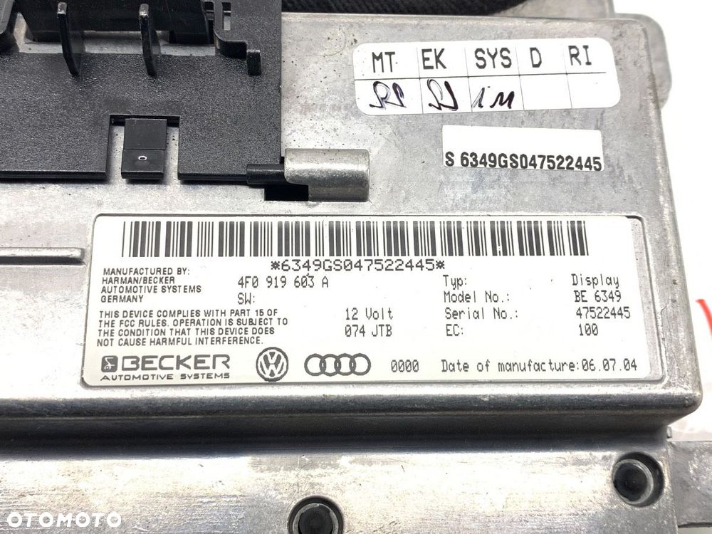 WYŚWIETLACZ  AUDI A6 C6 (4F2) 2004 - 2011 3.0 TDI quattro 165 kW [225 KM] olej napędowy 2004 - - 3