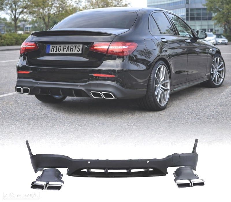 DIFUSOR MERCEDES GLC X253 15-18 LOOK AMG GLC63 PDC + PONTEIRAS ESCAPE CROMADAS - 1