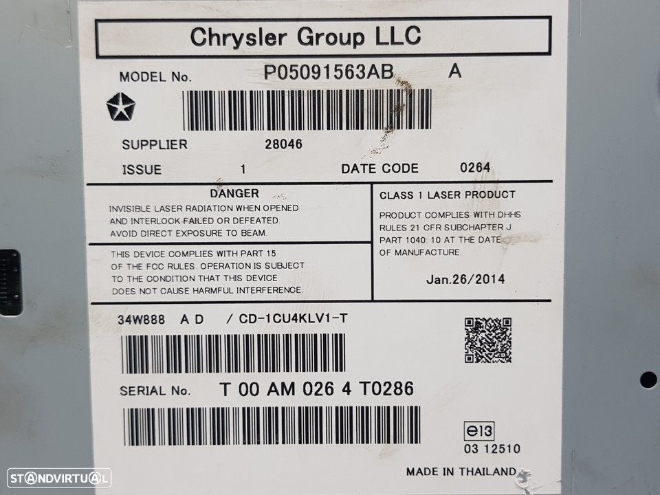 SISTEMA AUDIO / RADIO CD JEEP CHEROKEE 2014 - 4