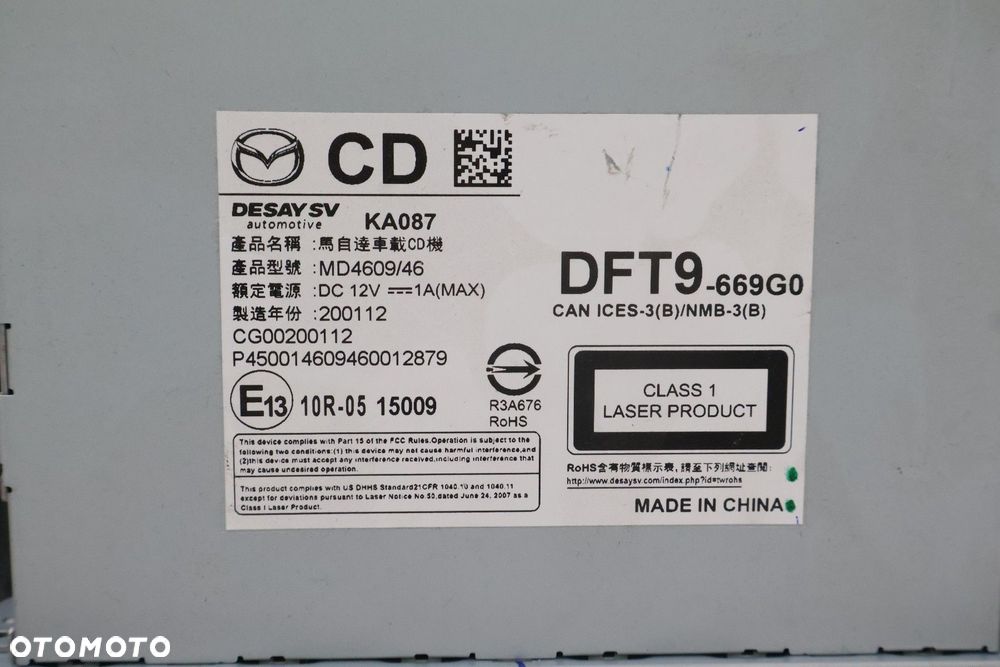MAZDA CX-30 MODUŁ RADIA ODTWARZACZ CD DFT9-669G0 - 7