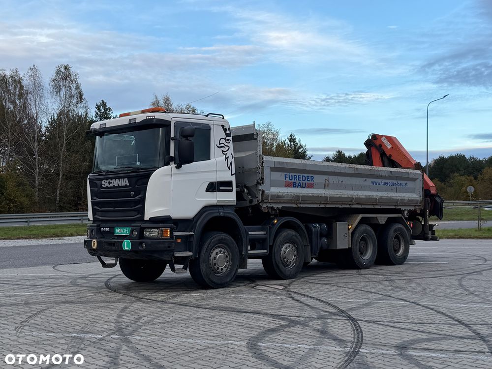 Scania G480 8x4 wywrotka 3 Stronna Bordmatic dźwig Palfinger PK23002