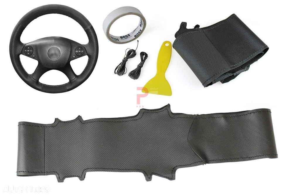 Husa volan piele negru 38 cm. Mercedes Benz W204 - 1